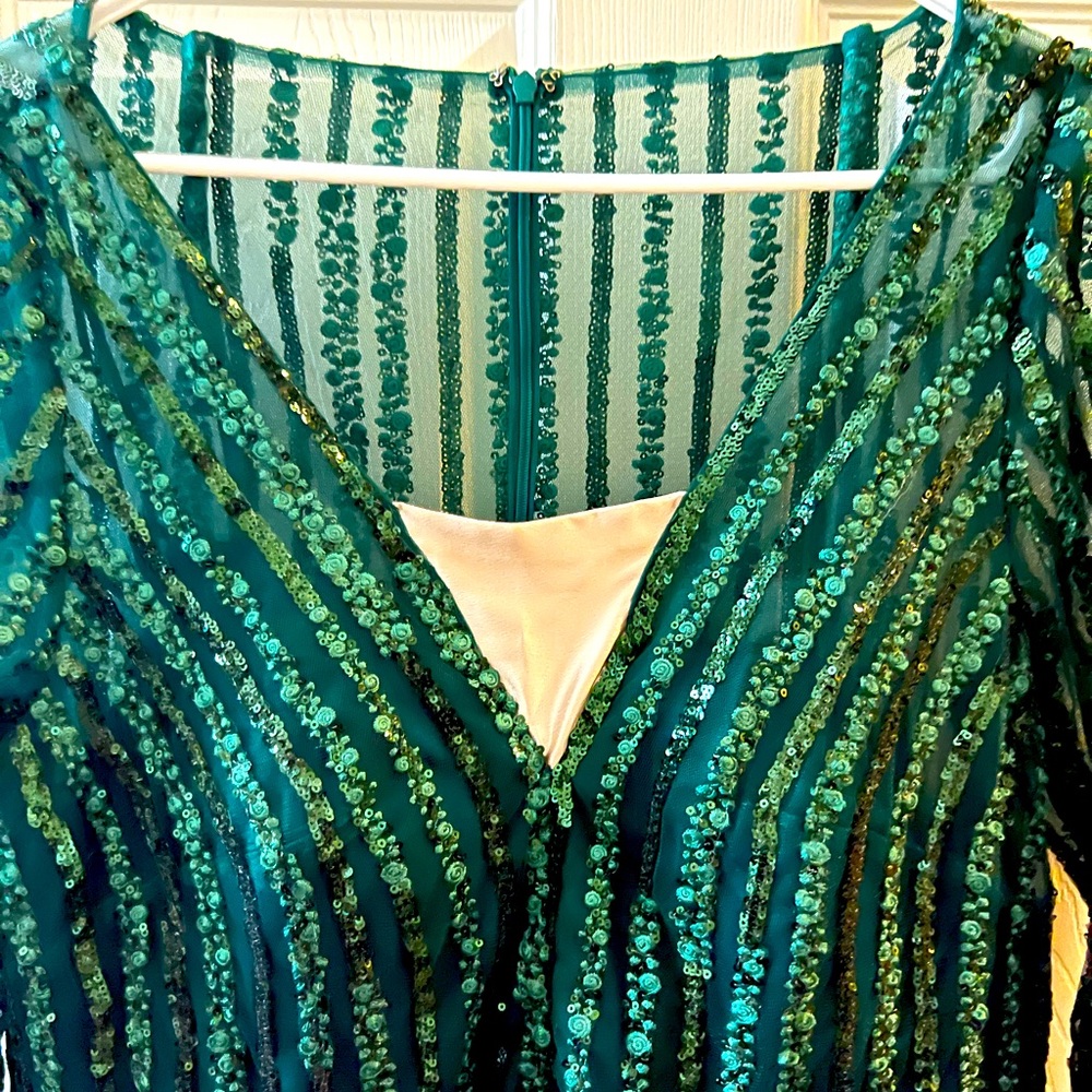 Gorgeous green sequined Mac duggal gown